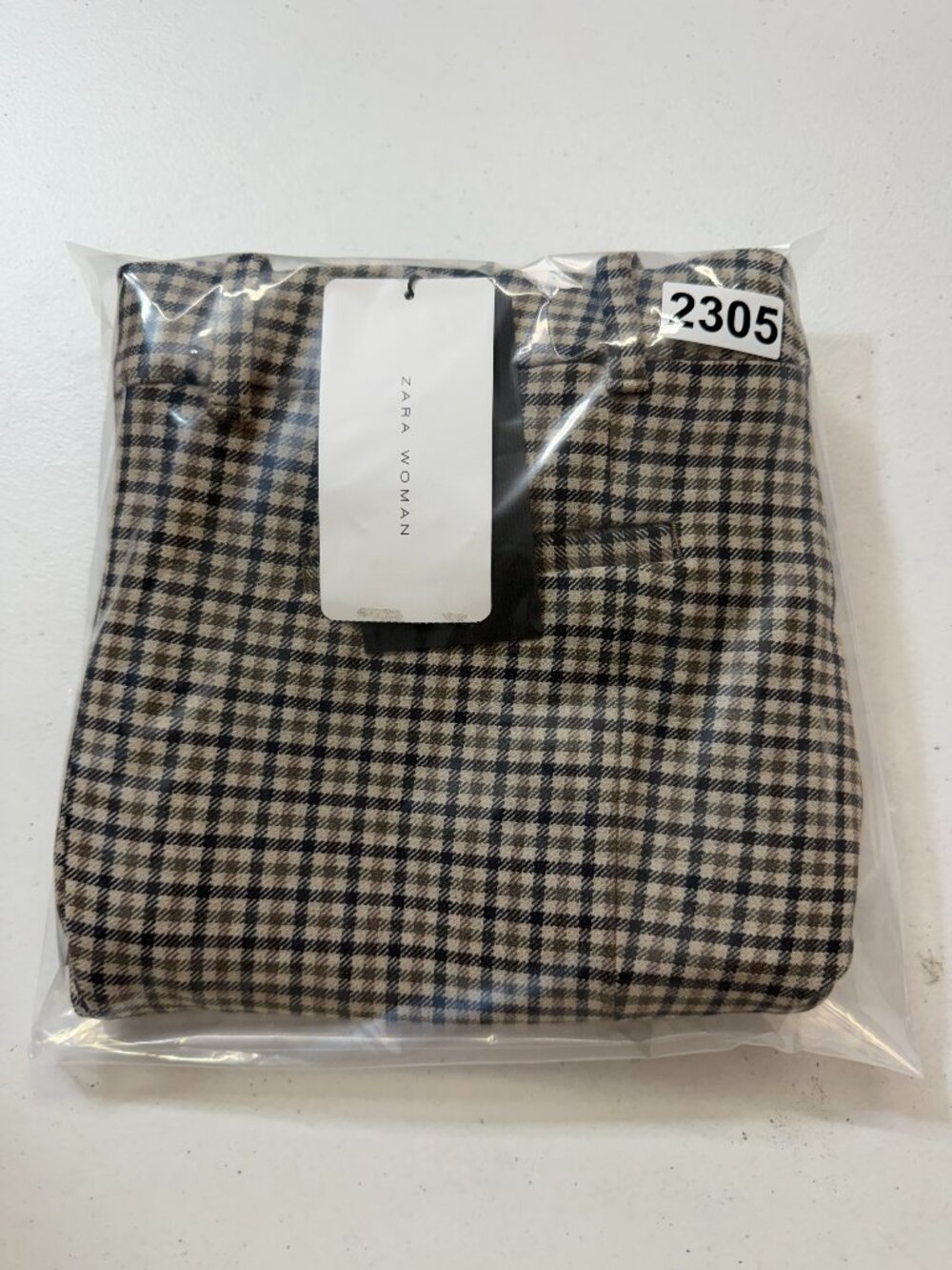 Zara Woman Plaid Ankle Pants Size M Cropped Slim Stretch Trousers Office NWT - Picture 8 of 8
